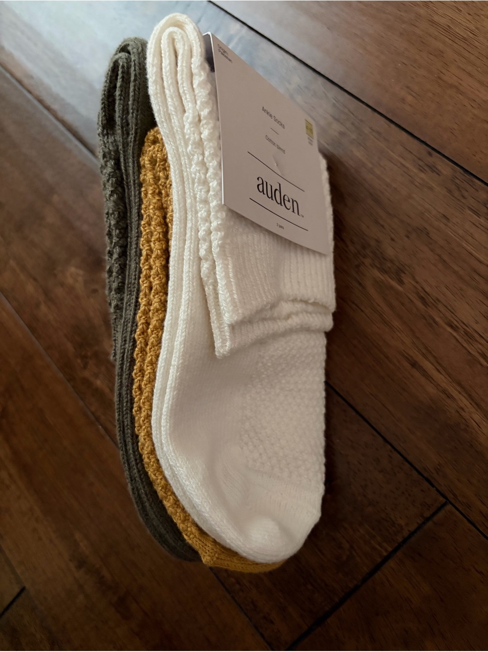 Auden Women's 3-Pack Crew Socks - White, Mustard, Olive